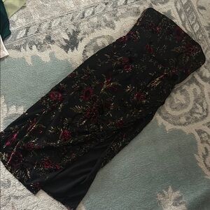 Floral Black strapless dress
